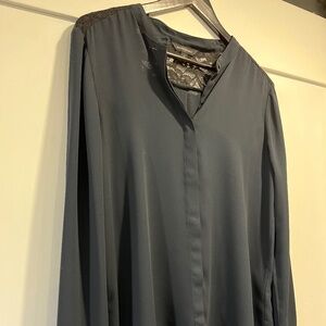 Navy blouse with lace detail